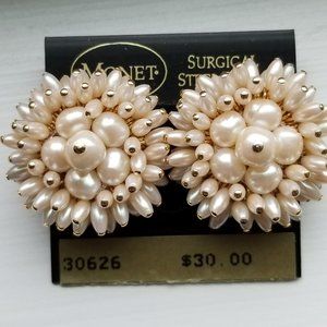Statement pearl earrings brand Monet
